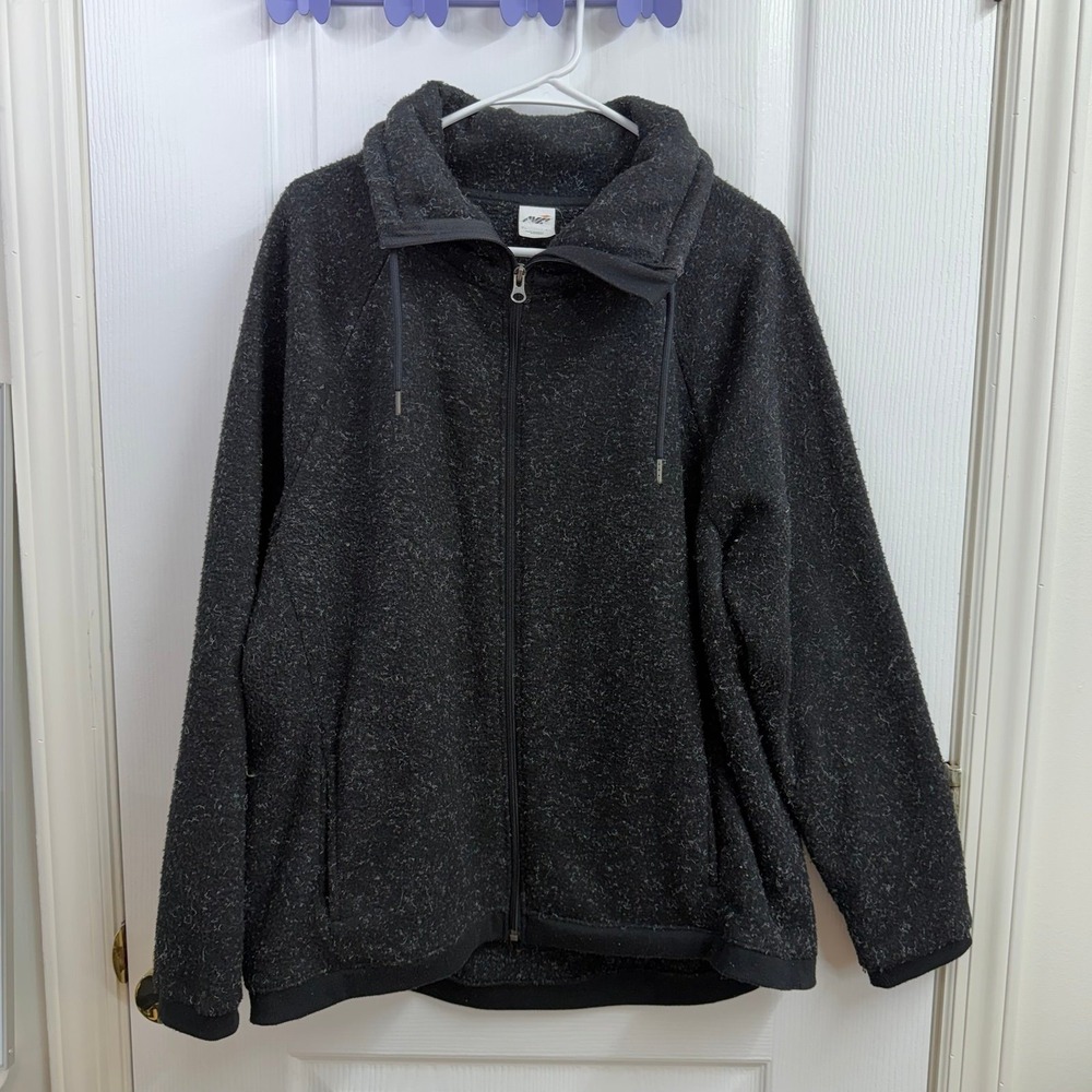 Avia dark gray soft fleece full zip collared active winter jacket XL casual